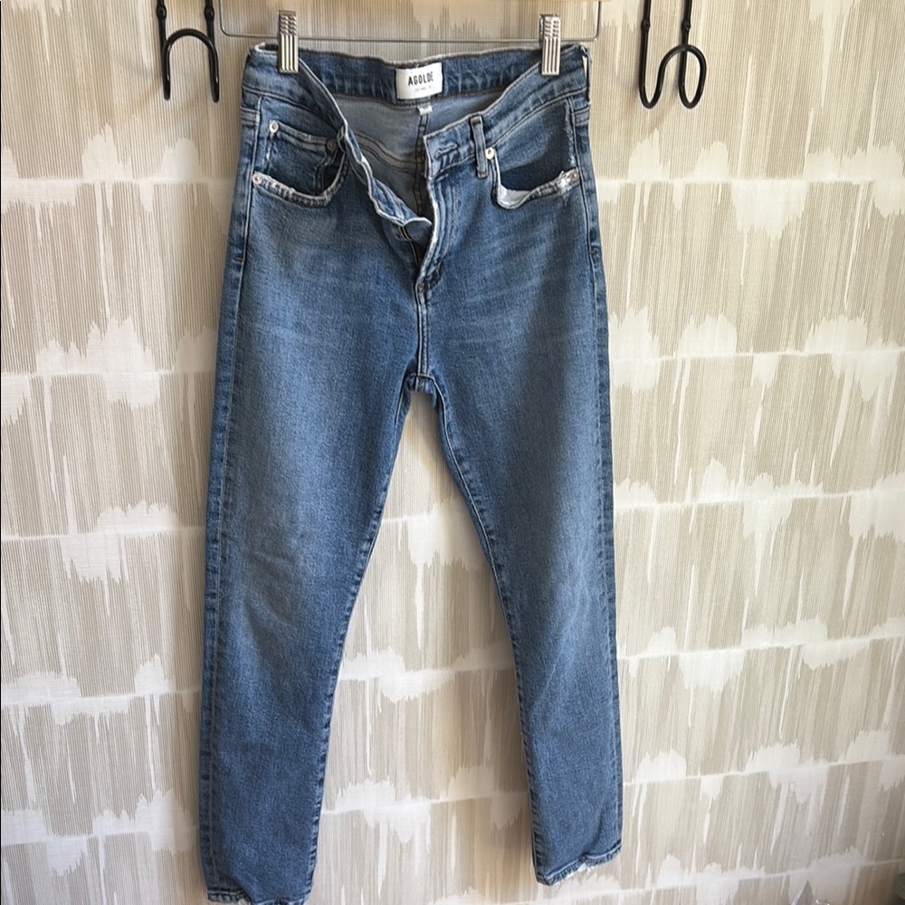 Agolde Blue Ankle Cropped Jeans Classic Style